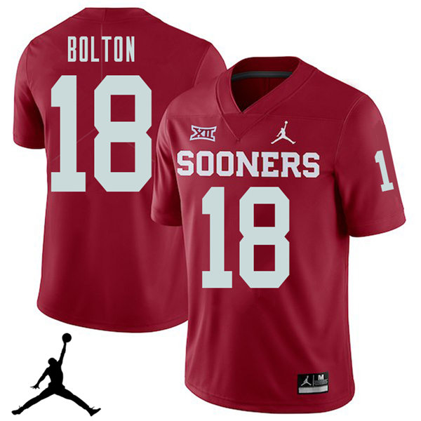 Jordan Brand Men #18 Curtis Bolton Oklahoma Sooners 2018 College Football Jerseys Sale-Crimson